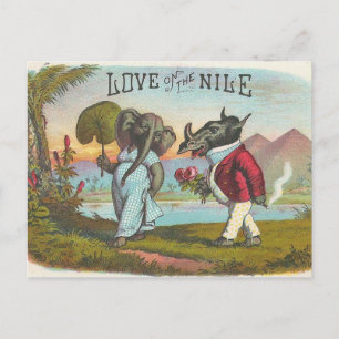 Liebe am Nil Vintage-Zigarrenetiketten-Kunst Postkarte