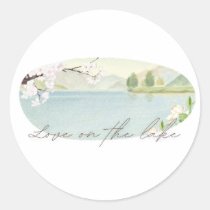 Liebe am See   Florales Hochzeitsdesign am See   Runder Aufkleber