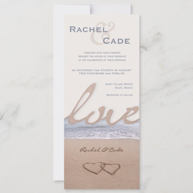 Liebe am Strand Hochzeiten Einladung (Vorderseite)