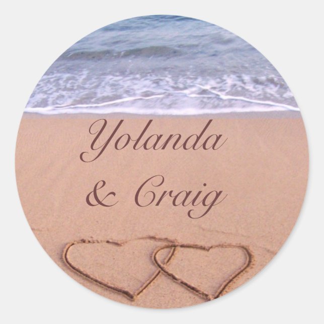 Liebe am Strand Hochzeitsaufkleber Runder Aufkleber (Vorderseite)