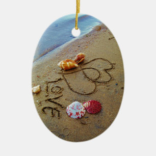 Liebe am Strand mit Herz Keramik Ornament