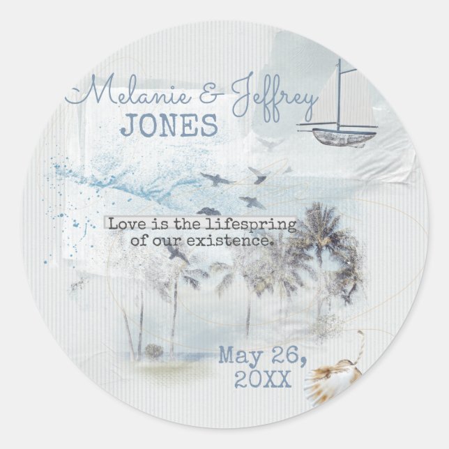 Liebe am Strand Runder Aufkleber (Vorderseite)