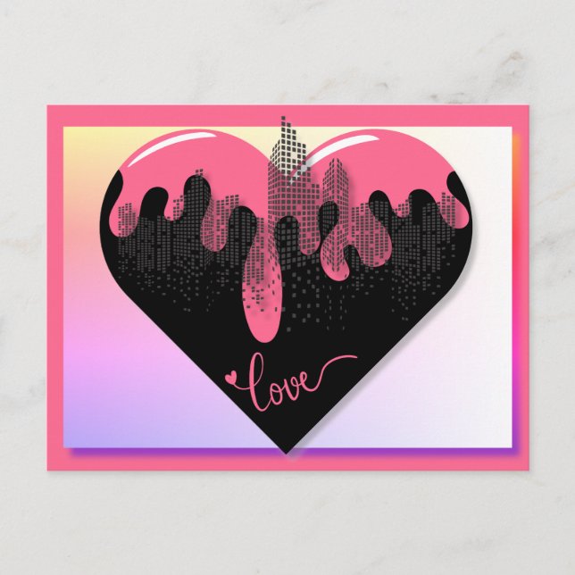 Liebe am Valentinstag der Stadt Feiertagspostkarte (Vorderseite)