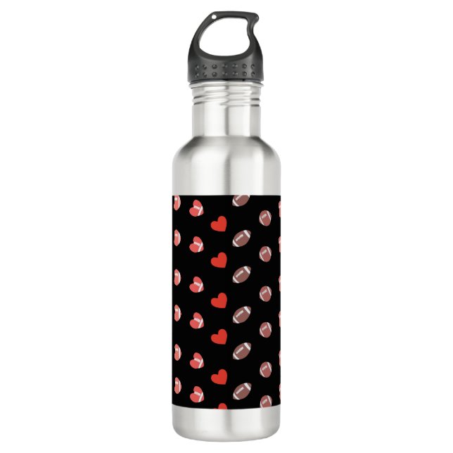 Liebe American Football - Gridiron Fans Herz Edelstahlflasche (Vorderseite)