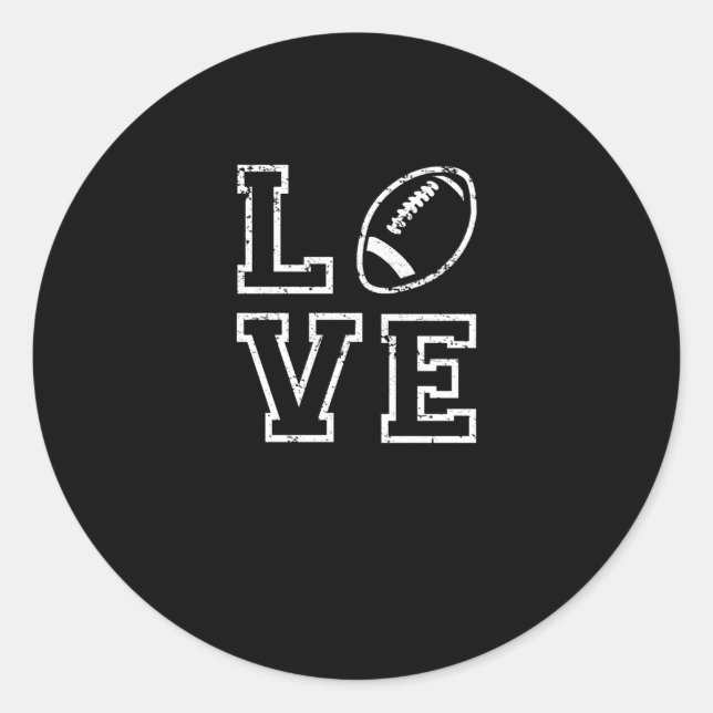 Liebe American Football Valentine's Day Gift Runder Aufkleber (Vorderseite)