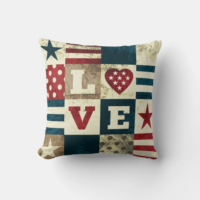 Liebe Amerika patriotisch Kissen (Vorderseite)