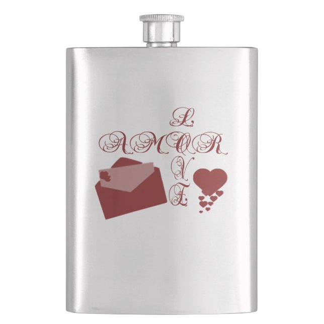Liebe Amor Valentine Design Flachmann (Vorderseite)