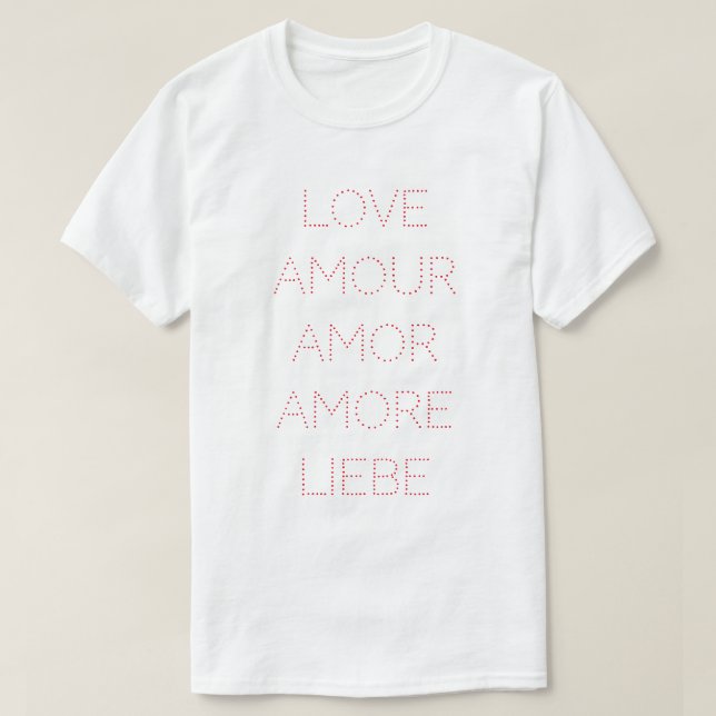 Liebe Amour Amor Amore Liebe, Rot, Personalisiert T-Shirt (Design vorne)