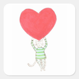 Liebe, Amour Quadratischer Aufkleber