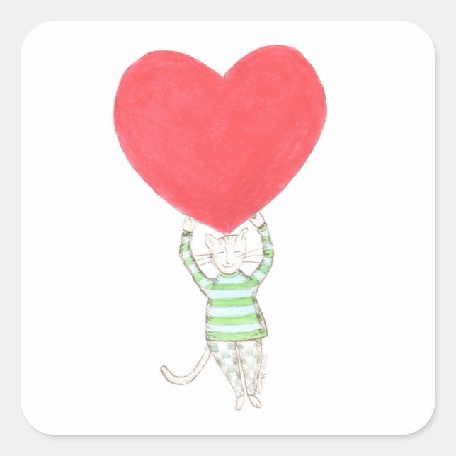 Liebe, Amour Quadratischer Aufkleber (Vorderseite)