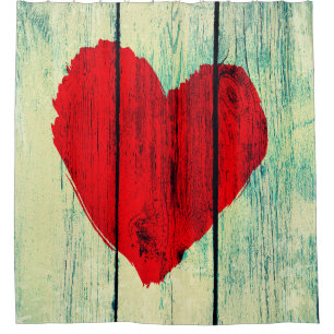 Liebe an der alten Holzwand Duschvorhang