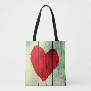 Liebe an der alten Holzwand Tasche