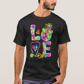 Liebe Ananas Stethoscope Gefärbte Krawatte Kranken T-Shirt