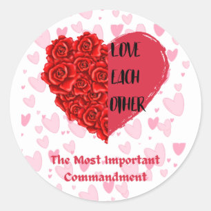 Liebe Andere Gebote Herz & Rose Aufkleber
