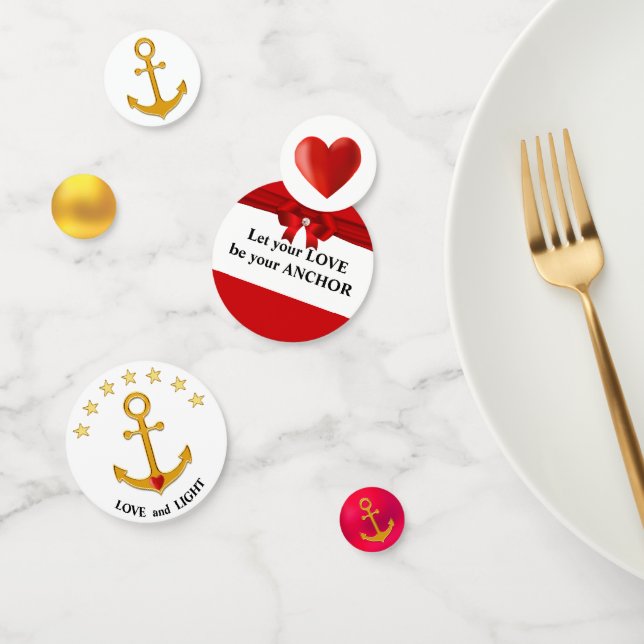 Liebe Anker auf Rot Golden & Weiß Konfetti (Gruppe)