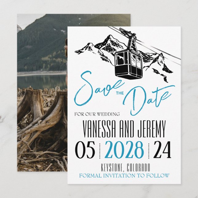 Liebe Aquamarin Save The Date (Vorne/Hinten)