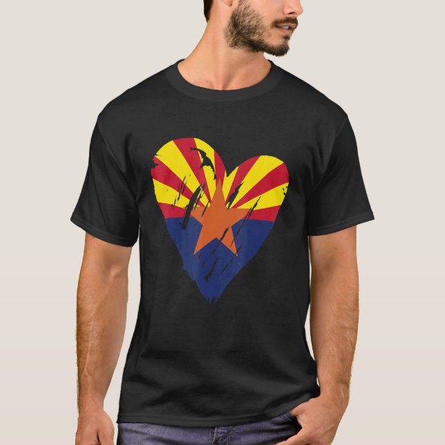 Liebe Arizona Staat Retro Herzenflagge T-Shirt (Vorderseite)