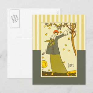 Liebe. Art Deco Valentine's Day Feiertagspostkarte