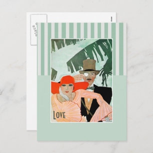 Liebe. Art Deco Valentine's Day Feiertagspostkarte