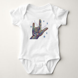 Liebe ASL I Sie Denim-und Tarnungs-Farben Baby Strampler