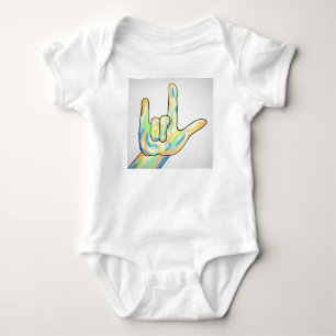 Liebe ASL I Sie grau Baby Strampler