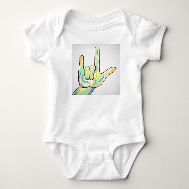 Liebe ASL I Sie grau Baby Strampler (Vorderseite)
