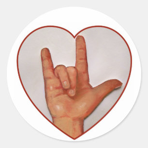 LIEBE ASL I SIE, HERZ GEFORMT RUNDER AUFKLEBER