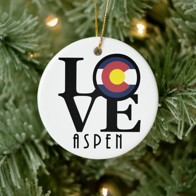 LIEBE Aspen Colorado Keramik Ornament (Baum)