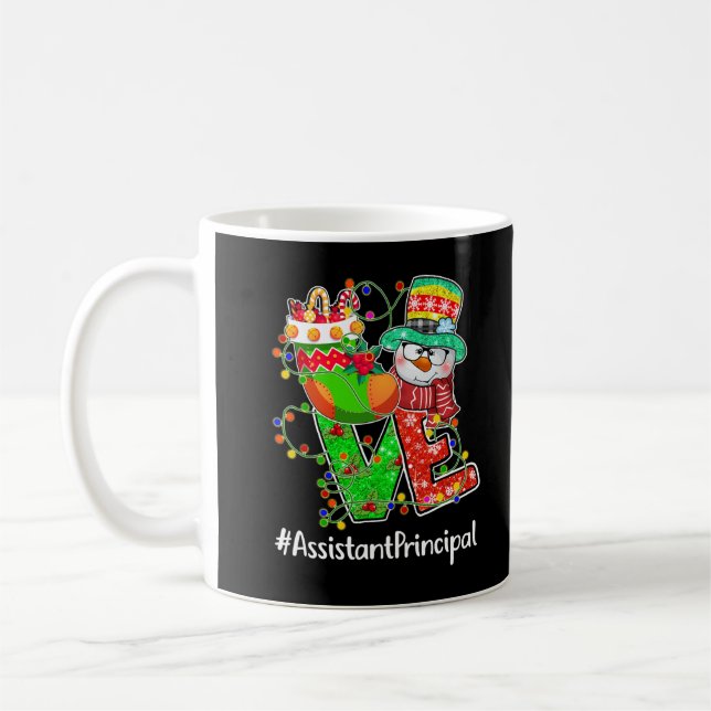 LIEBE Assistentin Principal Snowman Weihnachtsmann Kaffeetasse (Links)