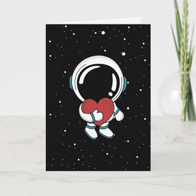 Liebe Astronaut Valentinstag Feiertagskarte (Vorderseite)