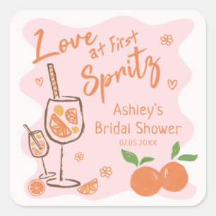 Liebe auf dem Aufkleber für das Erste Spritz-Braut