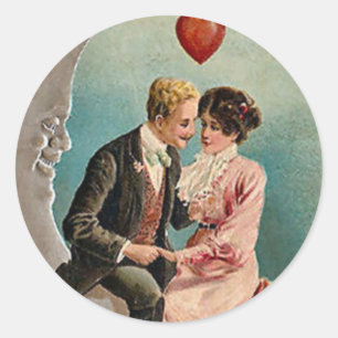 Liebe auf dem Mond Runder Aufkleber
