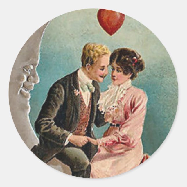 Liebe auf dem Mond Runder Aufkleber (Vorderseite)