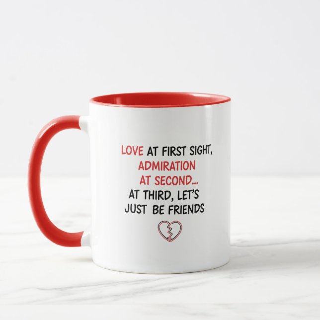 "Liebe auf den dritten Blick" Funny Dating Tasse (Links)