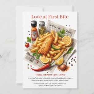Liebe auf den ersten Biss Fish and Chips Valentins Einladung