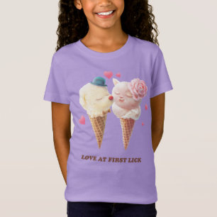Liebe auf den ersten Leck: Bichon- und Katzen-Eisc T-Shirt