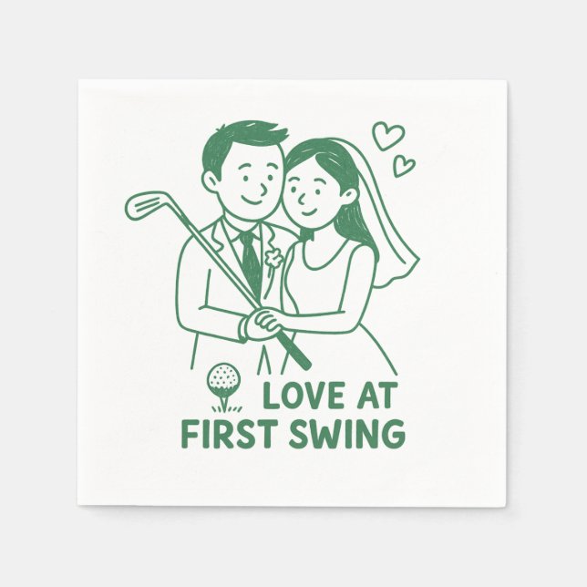 "Liebe auf den ersten Schwung" Golfer's Style Papi Serviette (Vorderseite)