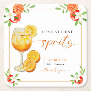 Liebe auf den ersten Spritz Brautparty Aperol pers Rechteckiger Pappuntersetzer