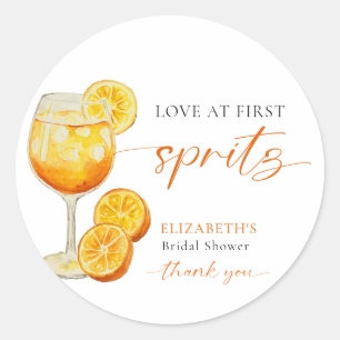 Liebe auf den ersten Spritz Brautparty Willkommen  Runder Aufkleber