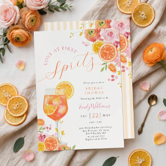 Liebe auf den ersten Spritz Florale Hochzeitsdusch Einladung