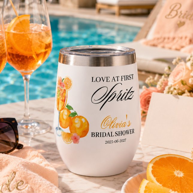 Liebe auf den ersten Spritz-Junggesellinnenabschie (Love at First Spritz Bridal Shower Thermal Wine Tumbler)