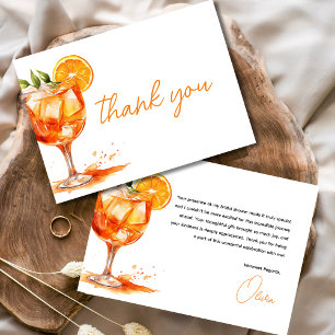 Liebe auf den ersten Spritz: Orange Hochzeits-Part Dankeskarte