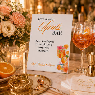 Liebe auf den ersten Spritzer Brautparty-Bar Sockelschild