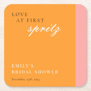 Liebe auf den ersten Spritzer Moderne Bridal Showe Rechteckiger Pappuntersetzer