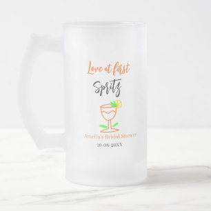 Liebe auf den ersten Spritzer orange schwarze Brau Mattglas Bierglas