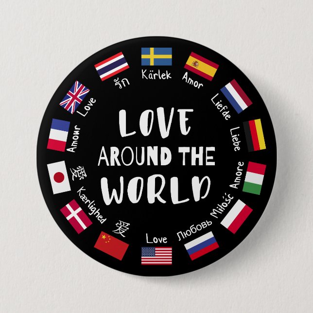 Liebe auf der ganzen Welt Sprachen  Button (Vorderseite)
