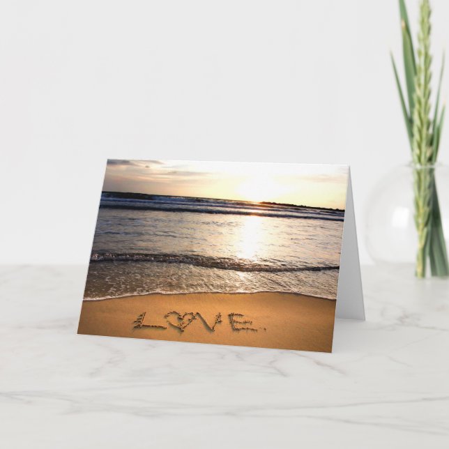 Liebe auf der Strand-Gruß-Karte Karte (Vorderseite)