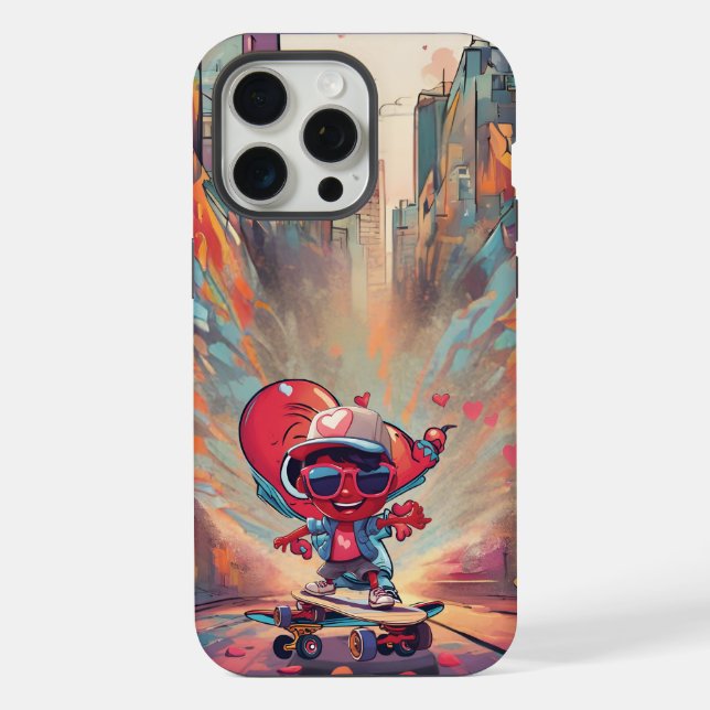 Liebe auf Rädern - Cooles Skateboarden Herzdesign  iPhone 15 Pro Max Hülle (Rückseite)