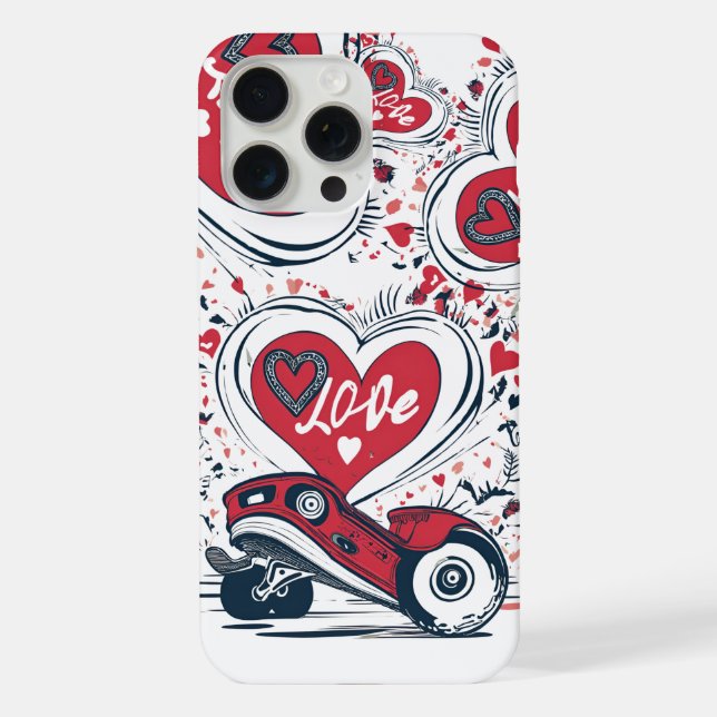 Liebe auf Rädern - Cooles Skateboarden Herzdesign  iPhone 15 Pro Max Hülle (Rückseite)