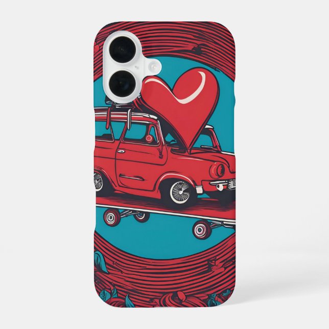 Liebe auf Rädern - Cooles Skateboarden Herzdesign  iPhone 16 Hülle (Rückseite)